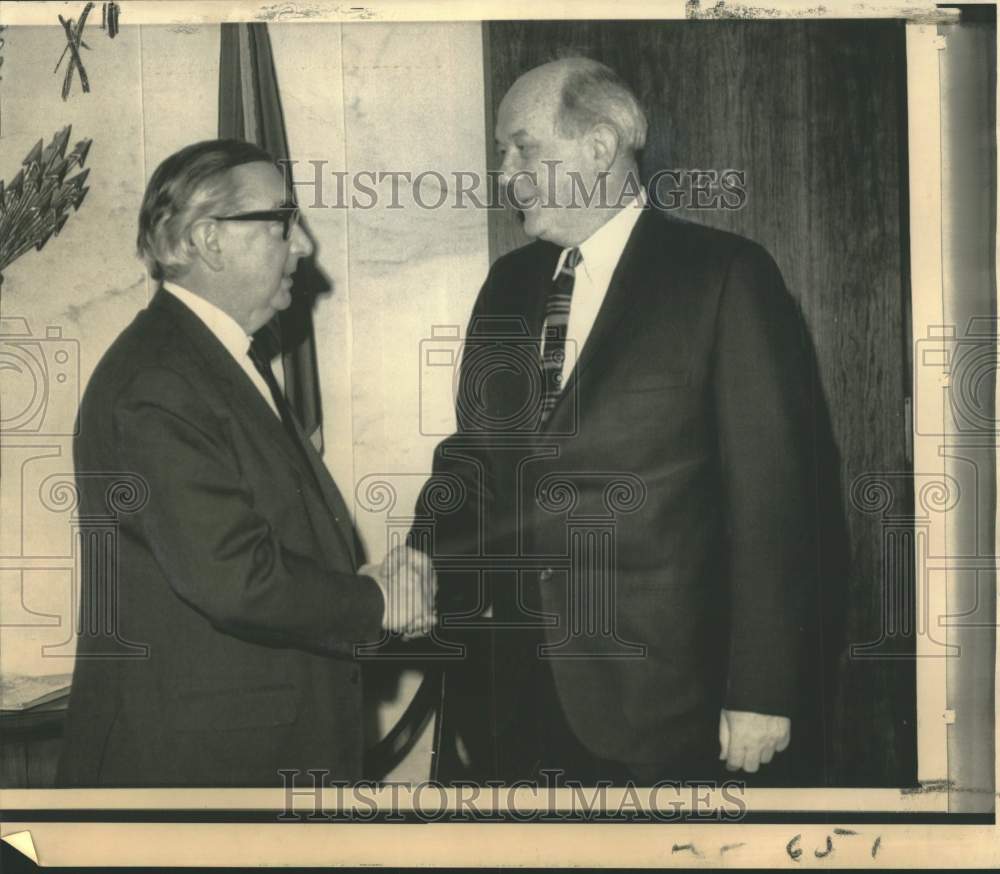1968 Press Photo Sec. of State Dean Rusk greets Britain&#39;s George Brown, Wash.