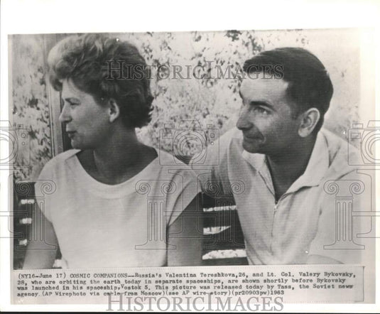 1963 Press Photo Soviet Cosmonauts Valentina Tereshkova, Valeri Bykovsky