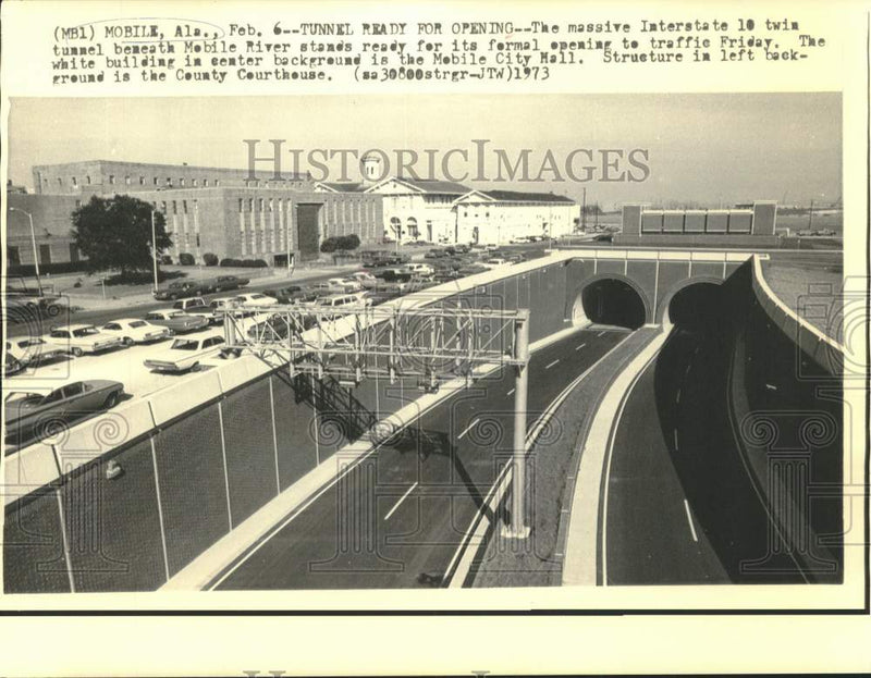 Load image into Gallery viewer, 1973 Press Photo Interstate 10 Tunnel under Mobile River Complete, Mobile

