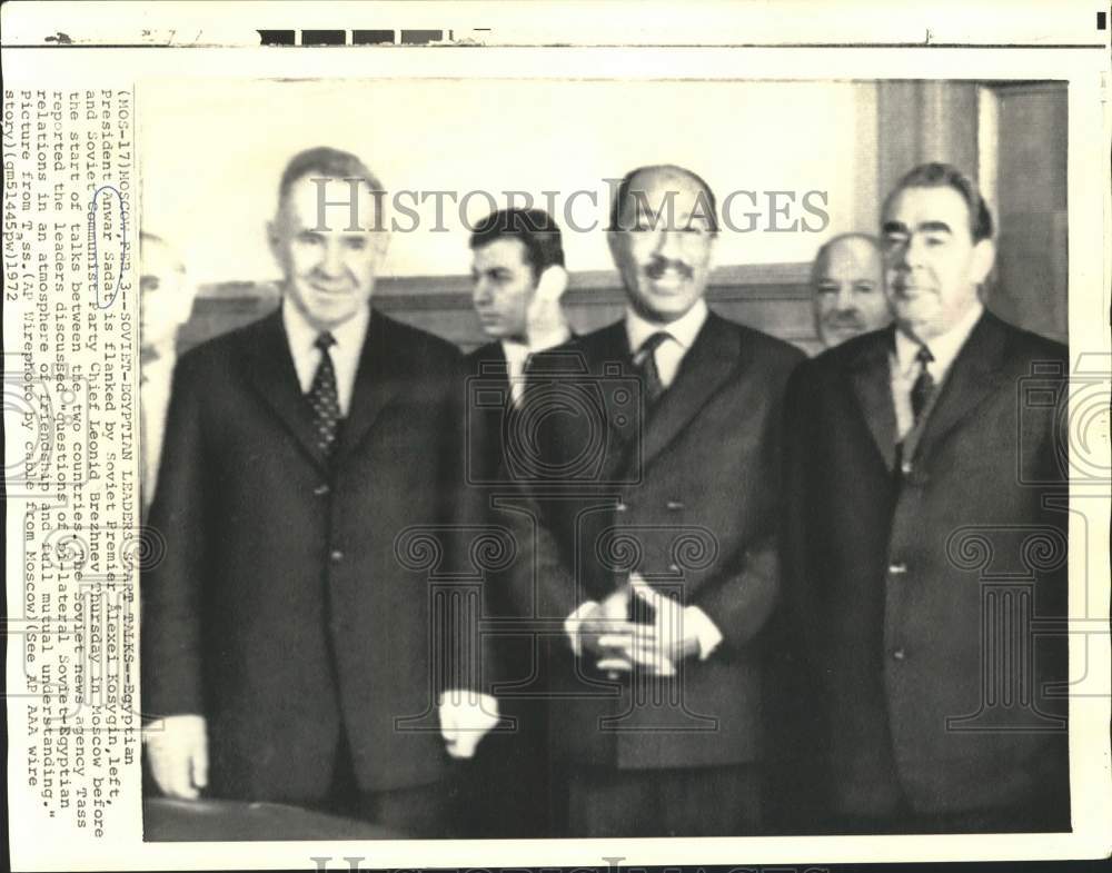 1972 Press Photo Egypt&#39;s Pres. Anwar Sadat meets with Soviet leaders in Moscow