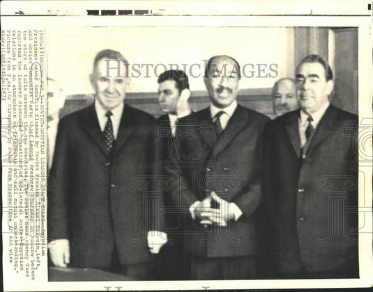 1972 Press Photo Egypt's Pres. Anwar Sadat meets with Soviet leaders in Moscow