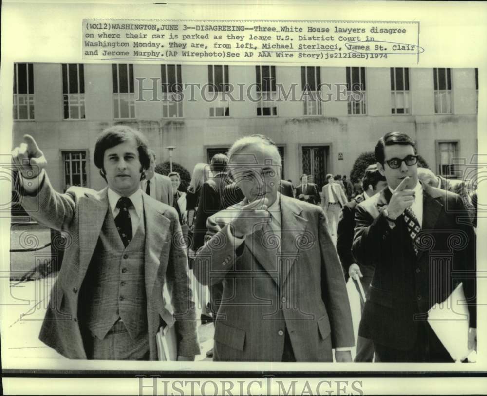 1974 Press Photo Three White House lawyers leave U.S. District Court, Washington