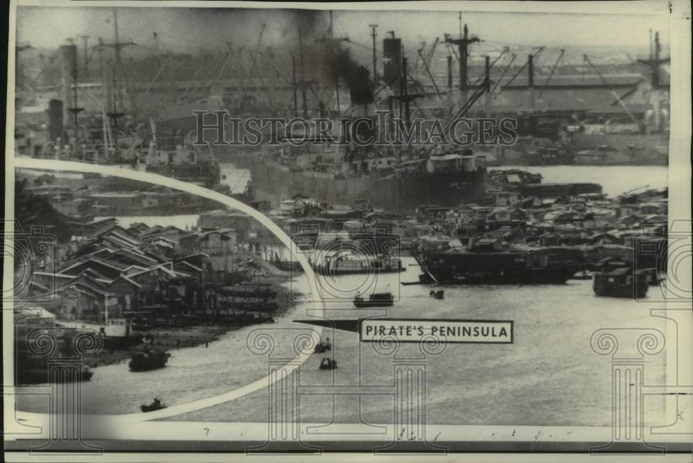 1966 Press Photo Pirate&#39;s Peninsula in Saigon Harbor, Saigon, Vietnam- Historic Images