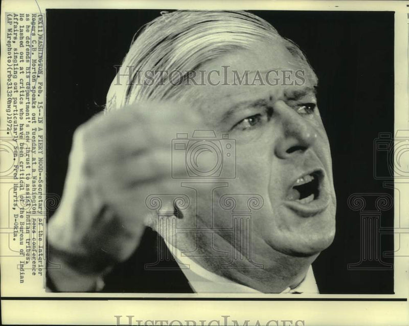 Load image into Gallery viewer, 1972 Press Photo Interior Secretary Rogers Morton Talks Indian Affairs
