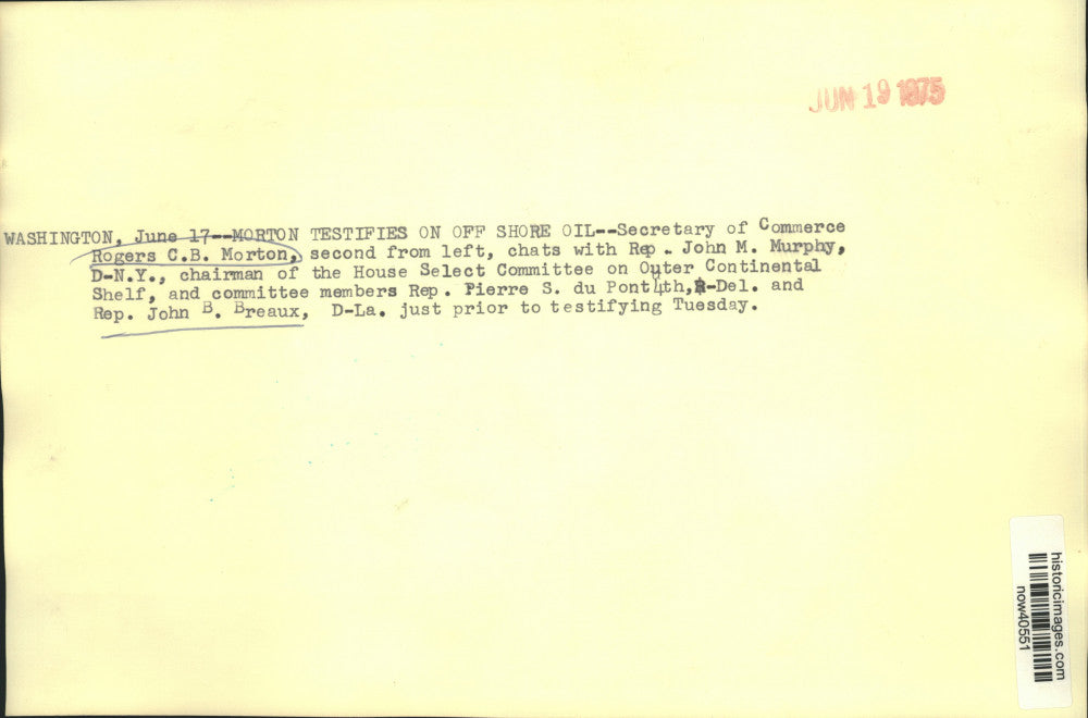 1975 Press Photo Commerce Secretary Rogers Morton & House Off-Shore Oil Members