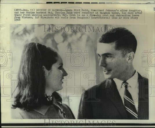 1968 Press Photo President Johnson's Daughter Lynda & Husband, Bangkok