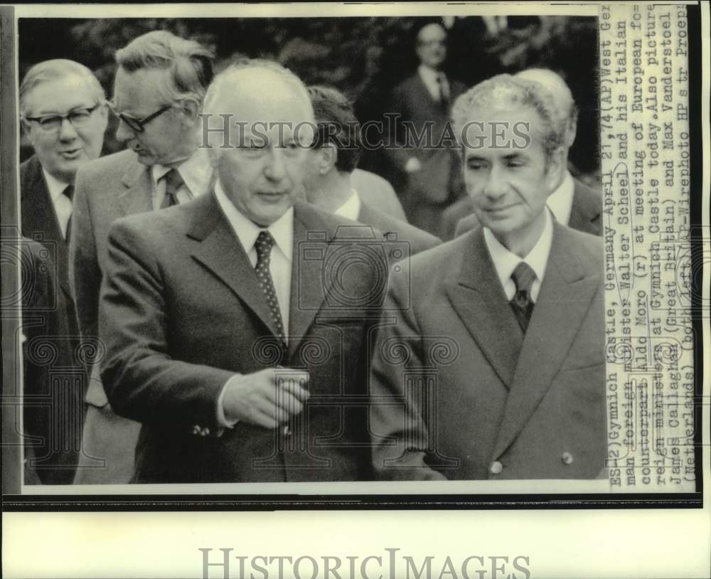 1974 Press Photo European Foreign Ministers at Meeting, Gymnich Castle, Germany