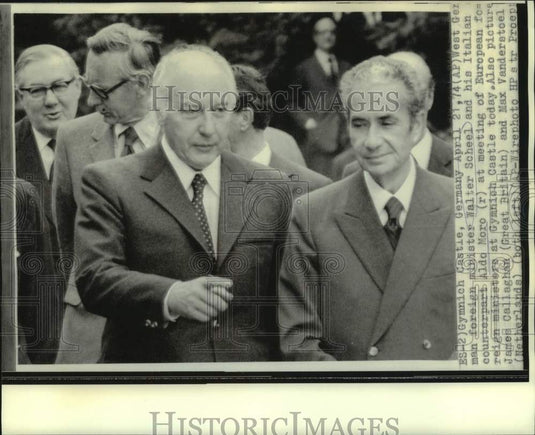 1974 Press Photo European Foreign Ministers at Meeting, Gymnich Castle, Germany