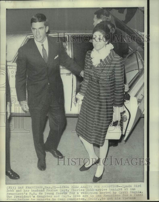 1968 Press Photo President Johnson's Daughter Lynda, Husband Arrive at Reception