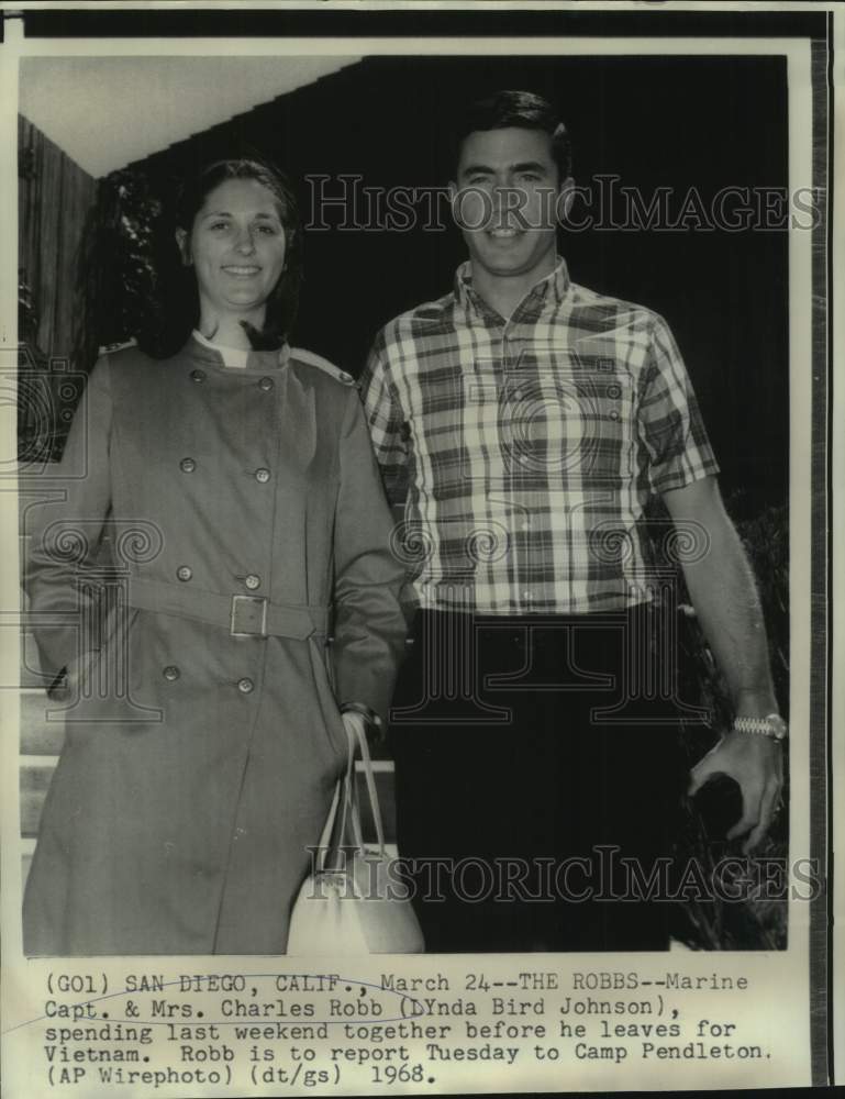 1968 Press Photo President Johnson&#39;s Daughter Lynda, Husband in San Diego