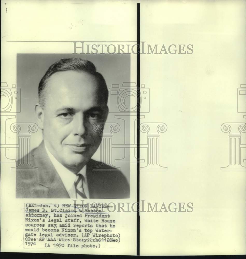 1970 Press Photo New Lawyer to President Nixon, James D. St. Clair - now40690