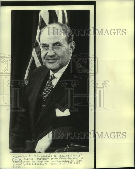 1971 Press Photo Attorney General-Designate William B. Saxbe - now40849