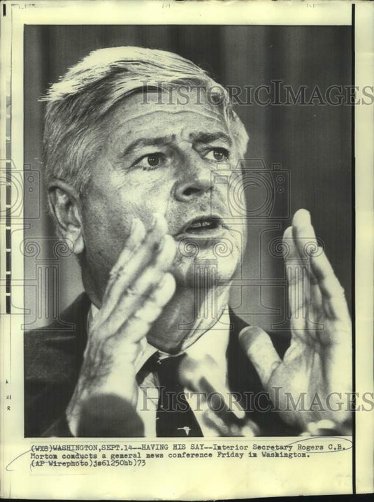 1973 Press Photo Interior Secretary Rogers Morton at Washington News Conference