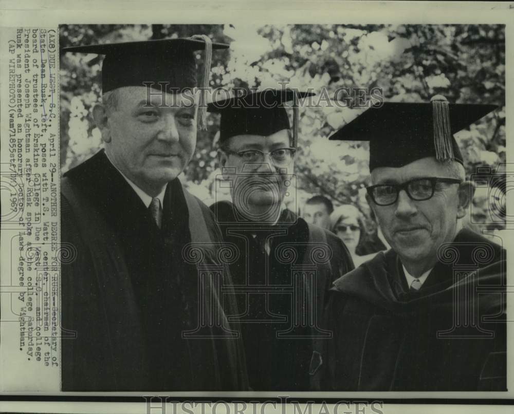 1967 Press Photo Secretary of State Dean Rusks Gets Erskine College Degree- Historic Images