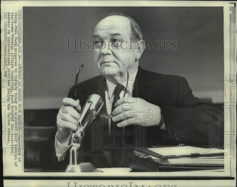 Load image into Gallery viewer, 1968 Press Photo Secretary of State Dean Rusk to Testify before House Committee
