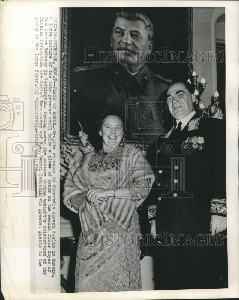 Load image into Gallery viewer, 1956 Press Photo Soviet Ambassador and Mrs. Georgi Zarubin pose in Washington
