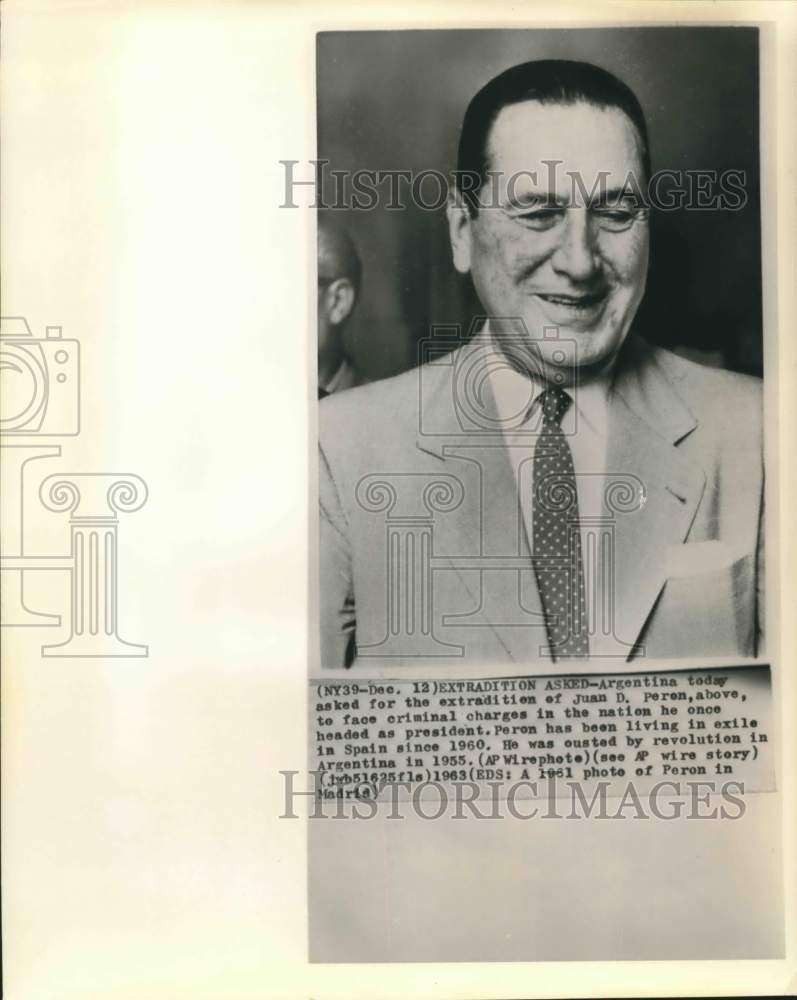 Load image into Gallery viewer, 1961 Press Photo Former Argentina president Juan Peron to face criminal charges
