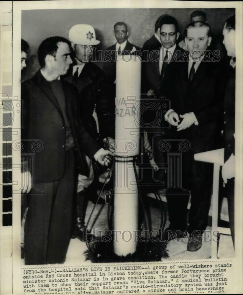 1968 Press Photo Antonia Salazar well-wishers brought candle to Lisbon hospital