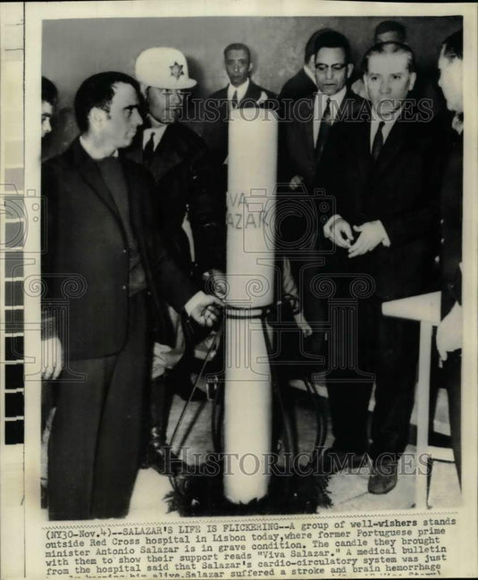 1968 Press Photo Antonia Salazar well-wishers brought candle to Lisbon hospital