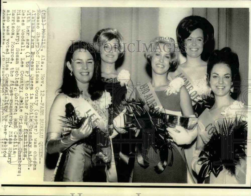 1969 Press Photo Alabama Farm Bureau Queen with her court in Mobile - now47458