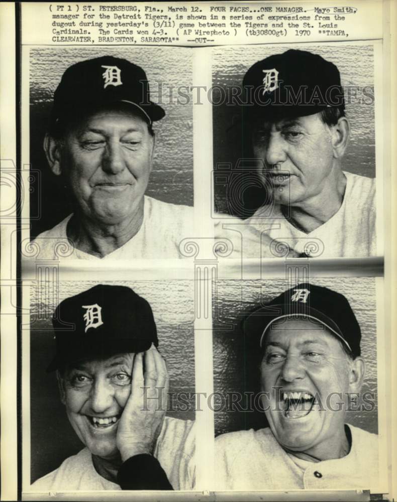 1970 Press Photo Mayo Smith, manager for the Detroit Tigers baseball team- Historic Images