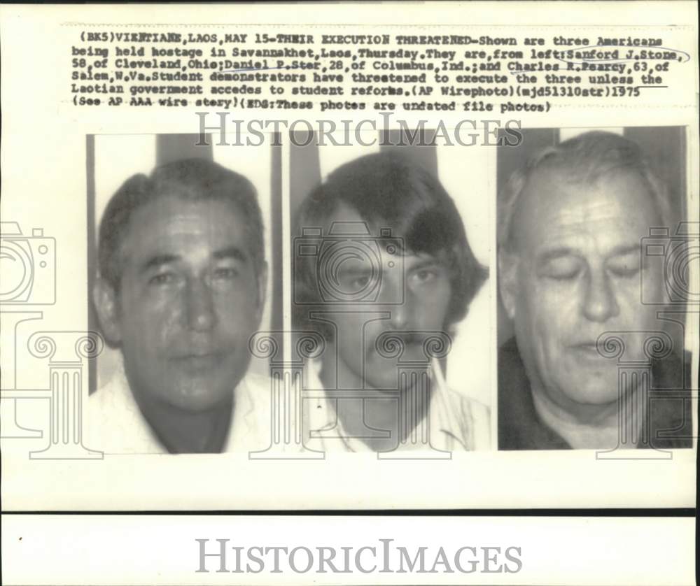 Press Photo Sanford Stone with other American hostages held in Laos. - now51265