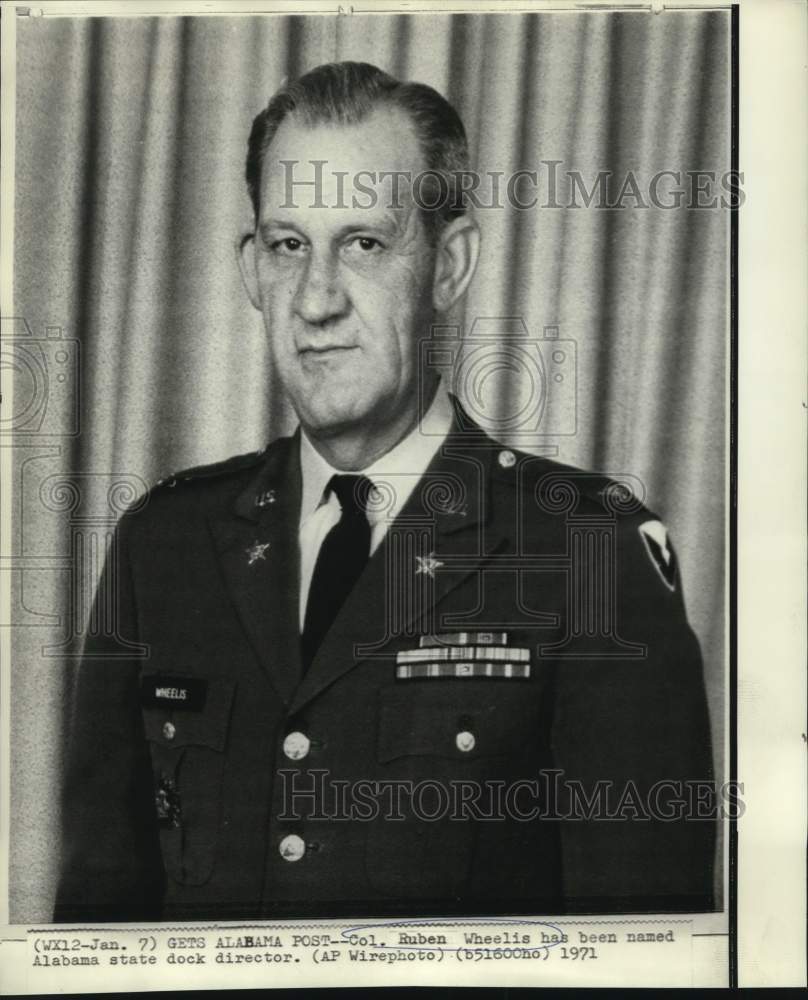1971 Press Photo Colonel Ruben Wheelis named Alabama state dock director