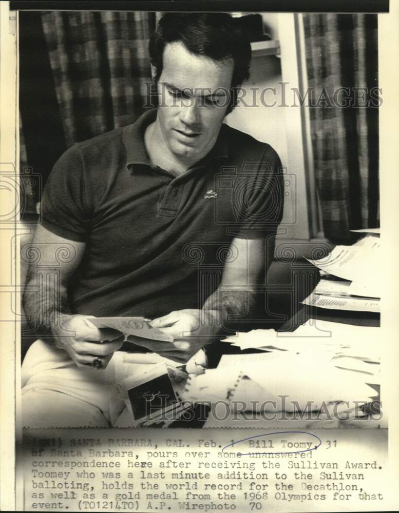 1970 Press Photo Bill Toomey after receiving the Sullivan Award - now54968- Historic Images