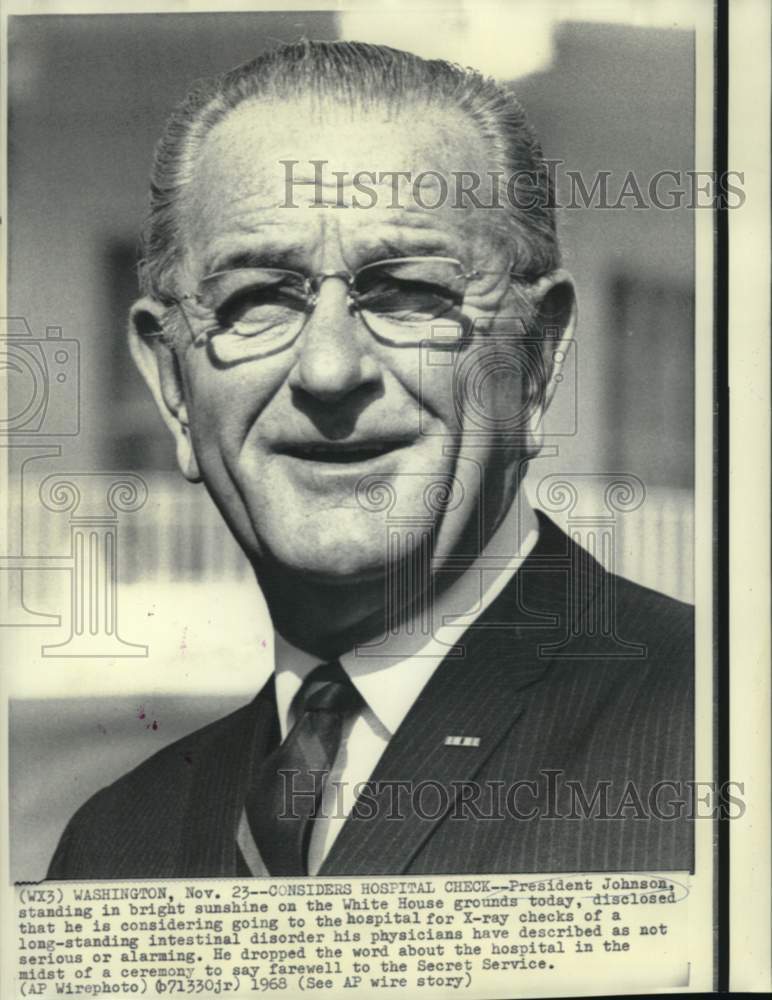 1968 Press Photo President Johnson on White House Grounds for Farewell Ceremony- Historic Images