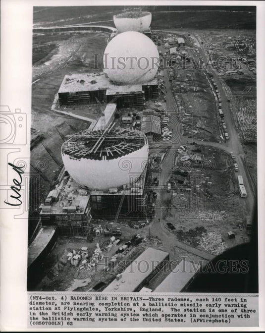 1962 Press Photo Yorkshire, England ballistic missile early warning station
