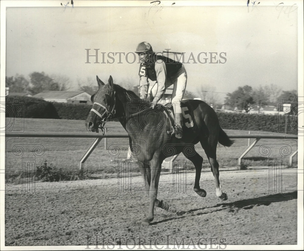 1973 Press Photo David Copling up on colt Green A ,Titanic Purse-Jefferson Downs- Historic Images