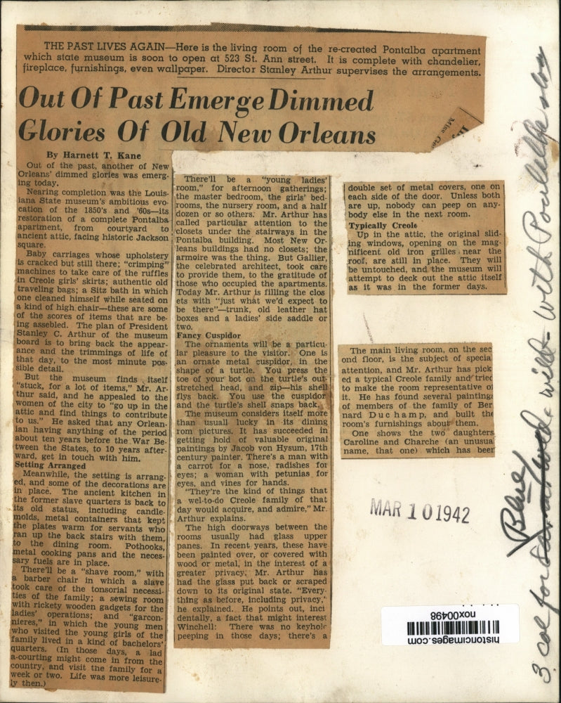 1942 Press Photo Living room of the re-created Pontalba apartments - nox00498