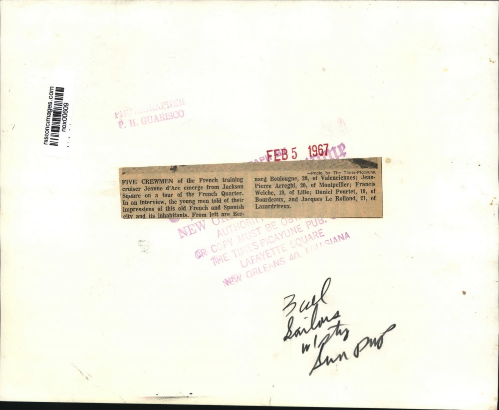 1967 Press Photo French Cruiser Crewman On Tour Of French Quarter, New Orleans