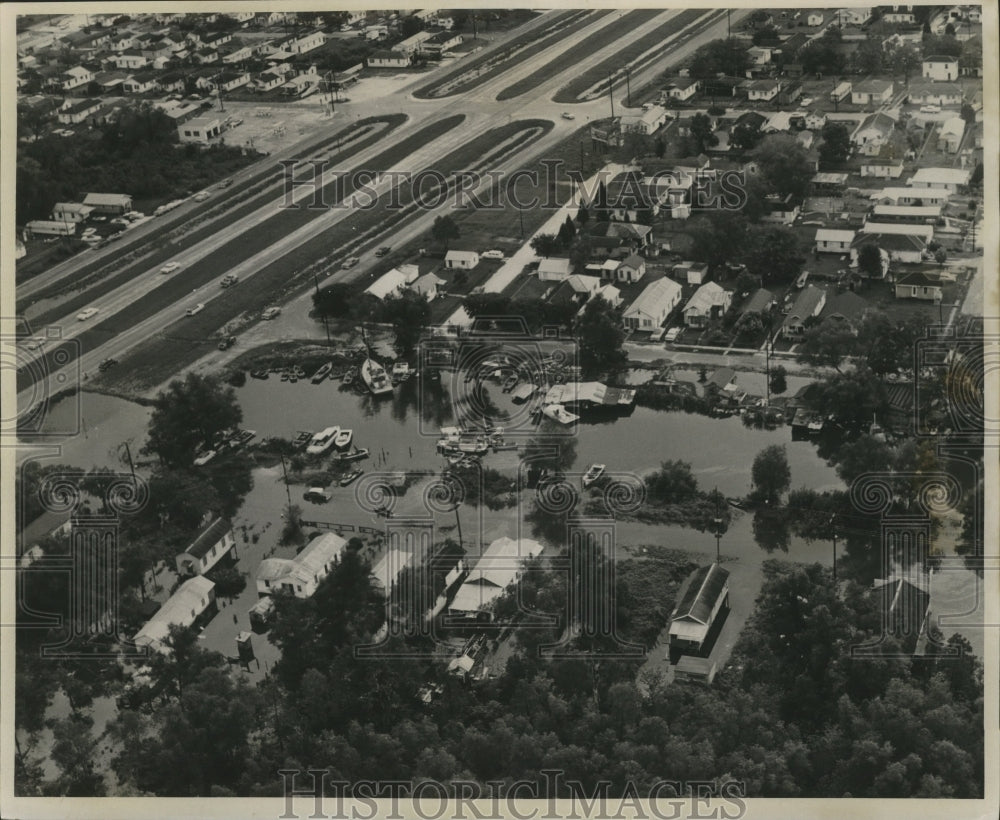 1961 Press Photo Aerial view of damage from Hurricane Carla - nox00735