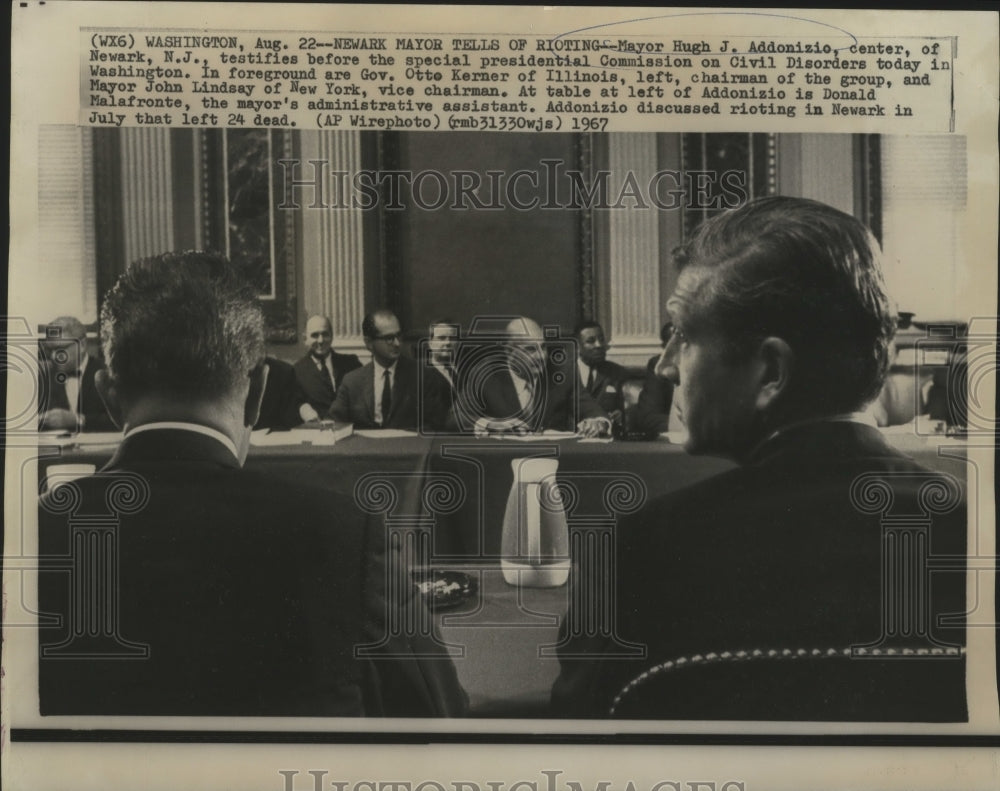 1967 Press Photo Mayor Hugh Addonizio testifying before presidential commission