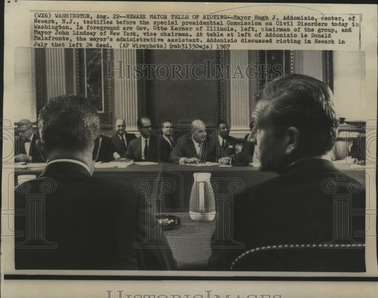 1967 Press Photo Mayor Hugh Addonizio testifying before presidential commission