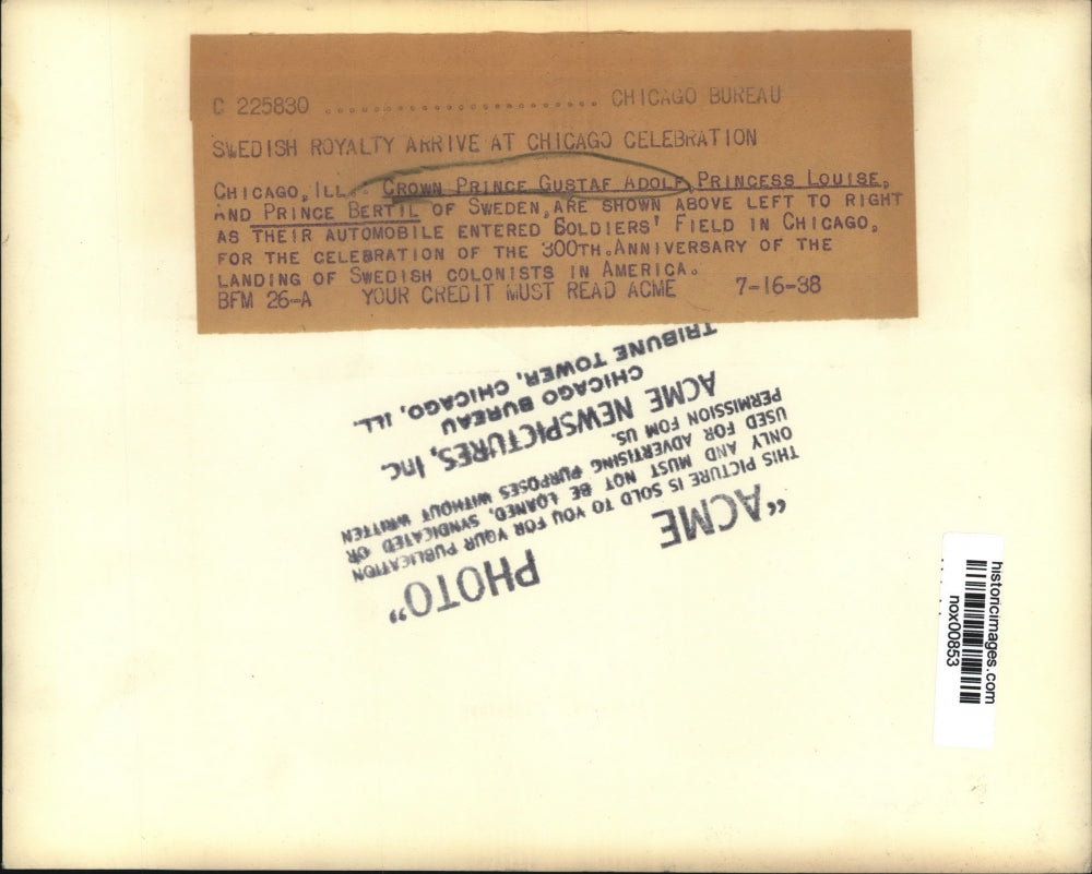 1938 Press Photo Prince Gustaf Adolf & Princess Louise & Prince Bertil of Sweden