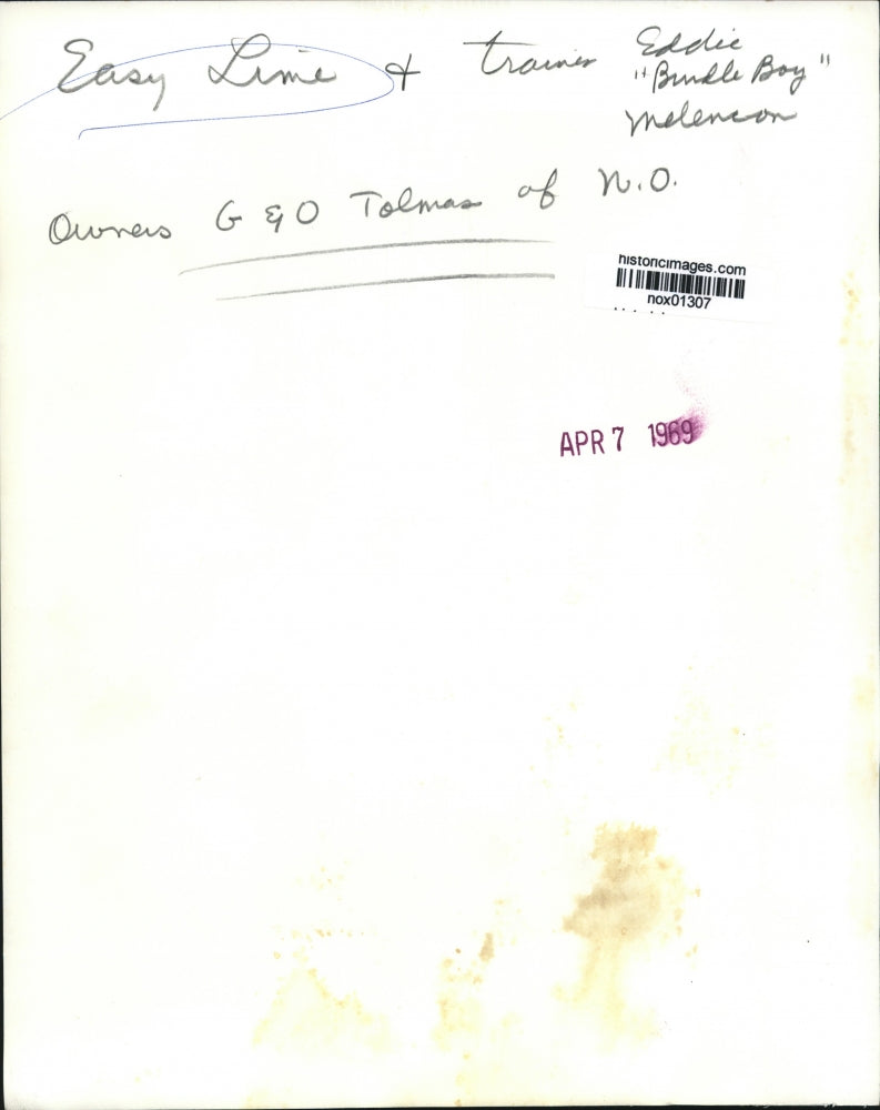 1969 Press Photo Easy Line, racehorse, with Eddie Melencon, trainer - nox01307