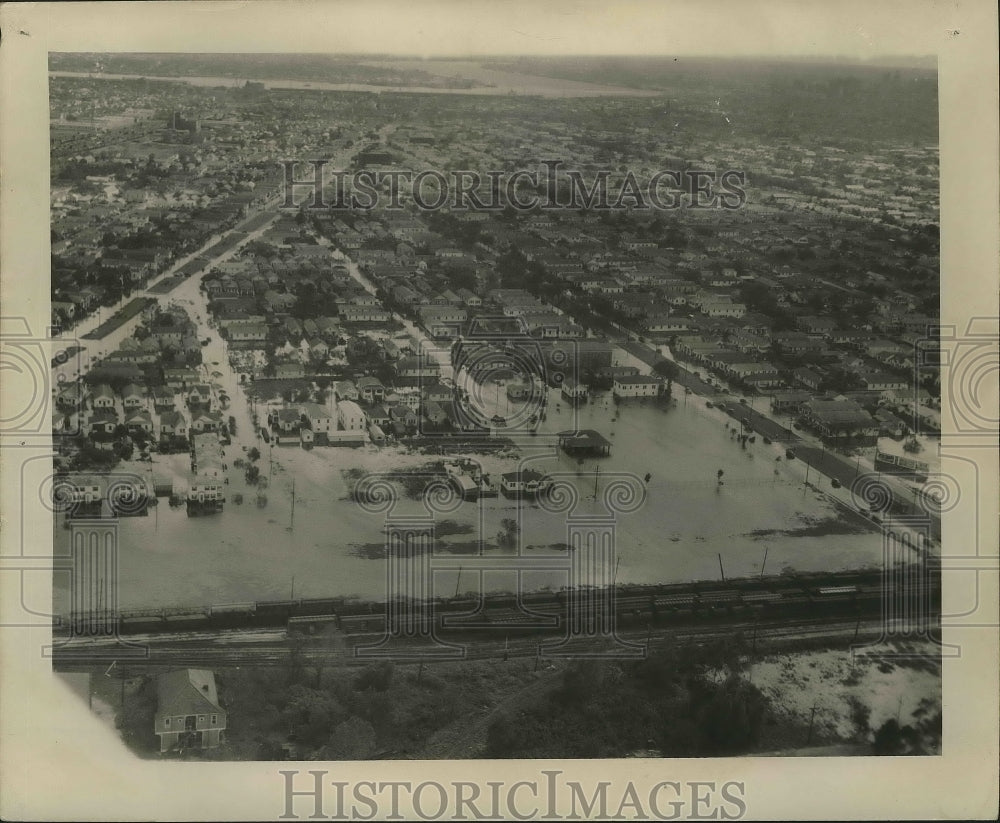 1947 Press Photo View of flooded Industrial Canal section after Hurricane Four.- Historic Images