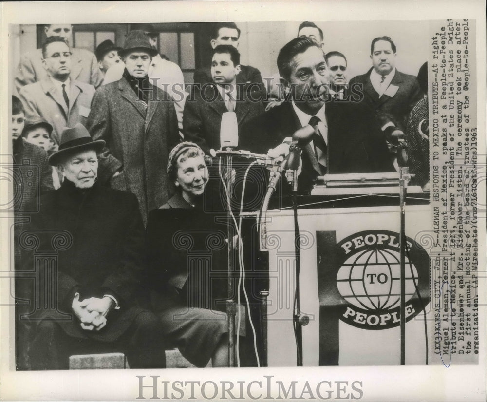 1963 Press Photo Miguel Aleman, former President of Mexico, in Kansas City.- Historic Images