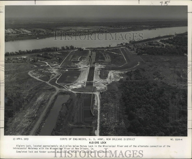 Load image into Gallery viewer, 1953 Press Photo An aerial view of the Algiers Lock at New Orleans, Louisiana.
