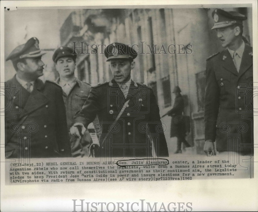 1962 Press Photo Gen. Julio Alsogaray, leader of the Argentine rebels.- Historic Images