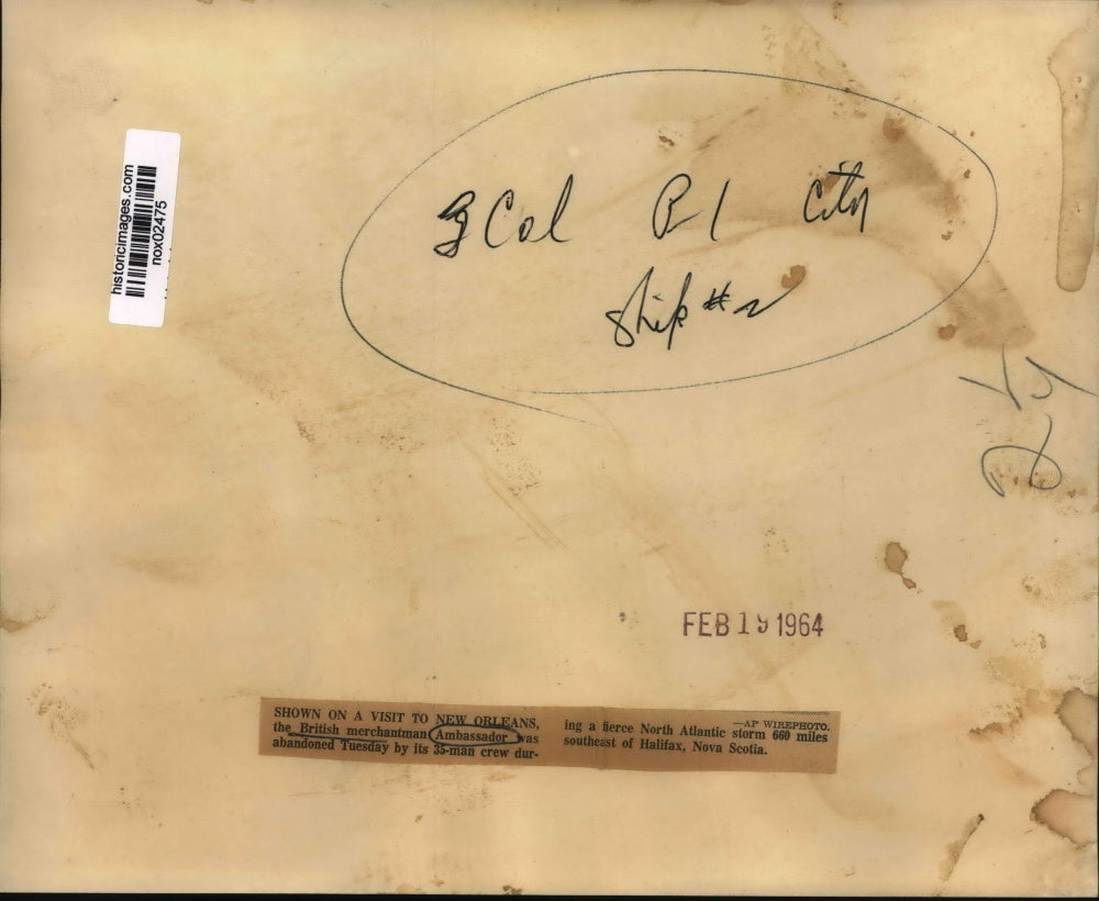 1964 Press Photo The British merchantship Ambassador in New Orleans. - nox02475