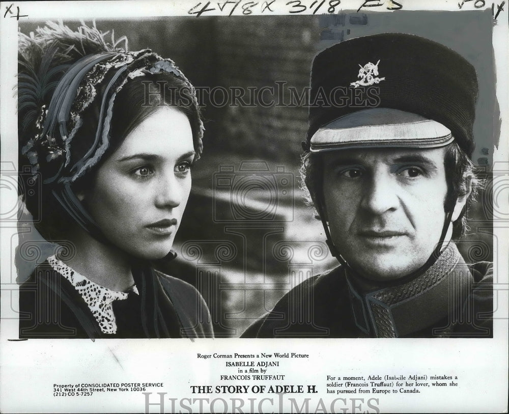 1976 Press Photo Isabelle Adjani and Francois Truffaut in The Story of Adele H.
