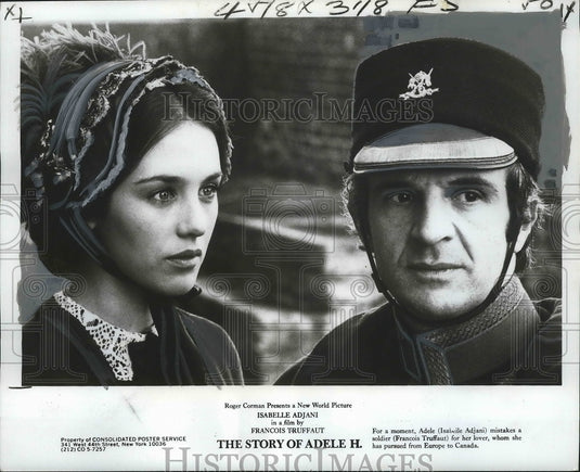 1976 Press Photo Isabelle Adjani and Francois Truffaut in The Story of Adele H.