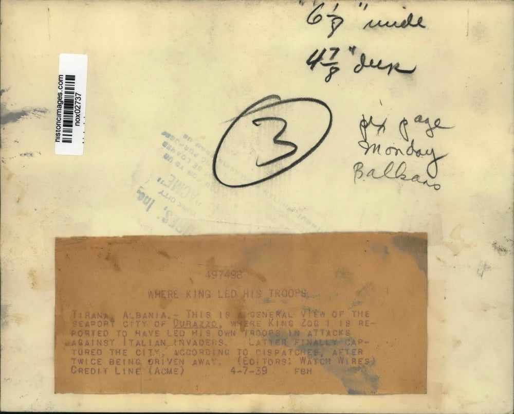 1939 Press Photo General view of seaport city of Durazzo, Albania, during war.