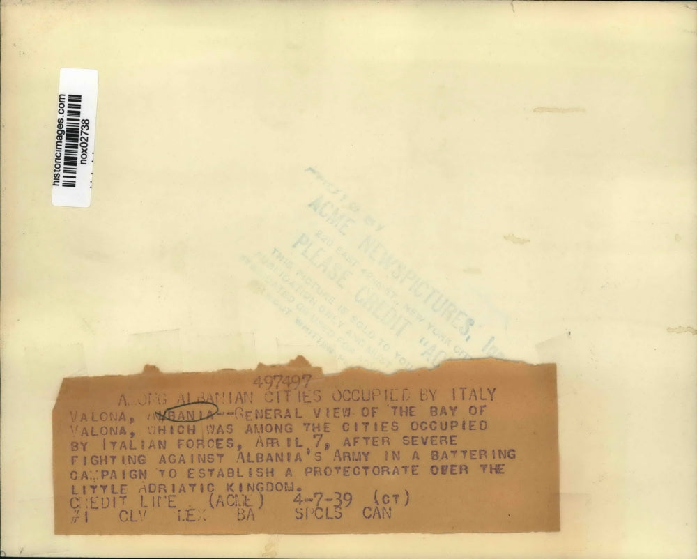 1939 Press Photo General view of the Bay of Valona in Albania, during wartime.