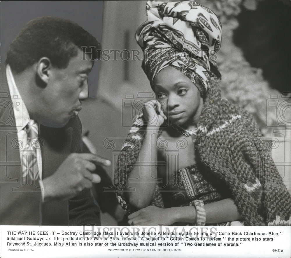 1972 Press Photo Godfrey Cambridge &amp; Jonelle Allen in Come Back Charleston Blue.- Historic Images