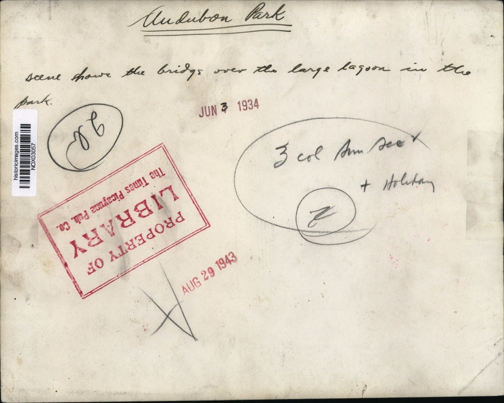 1943 Press Photo New Orleans - Bridge Over Lagoon at Audubon Park - nox03057