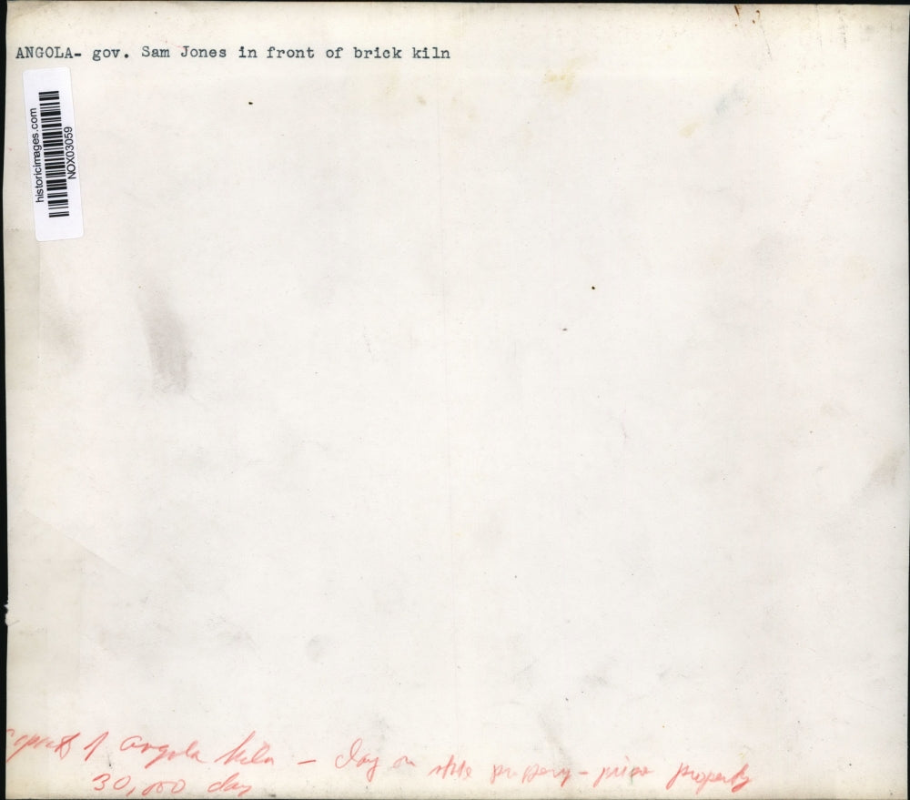 Press Photo Governor Sam Jones in front of Brick Kiln in Angola, Louisiana